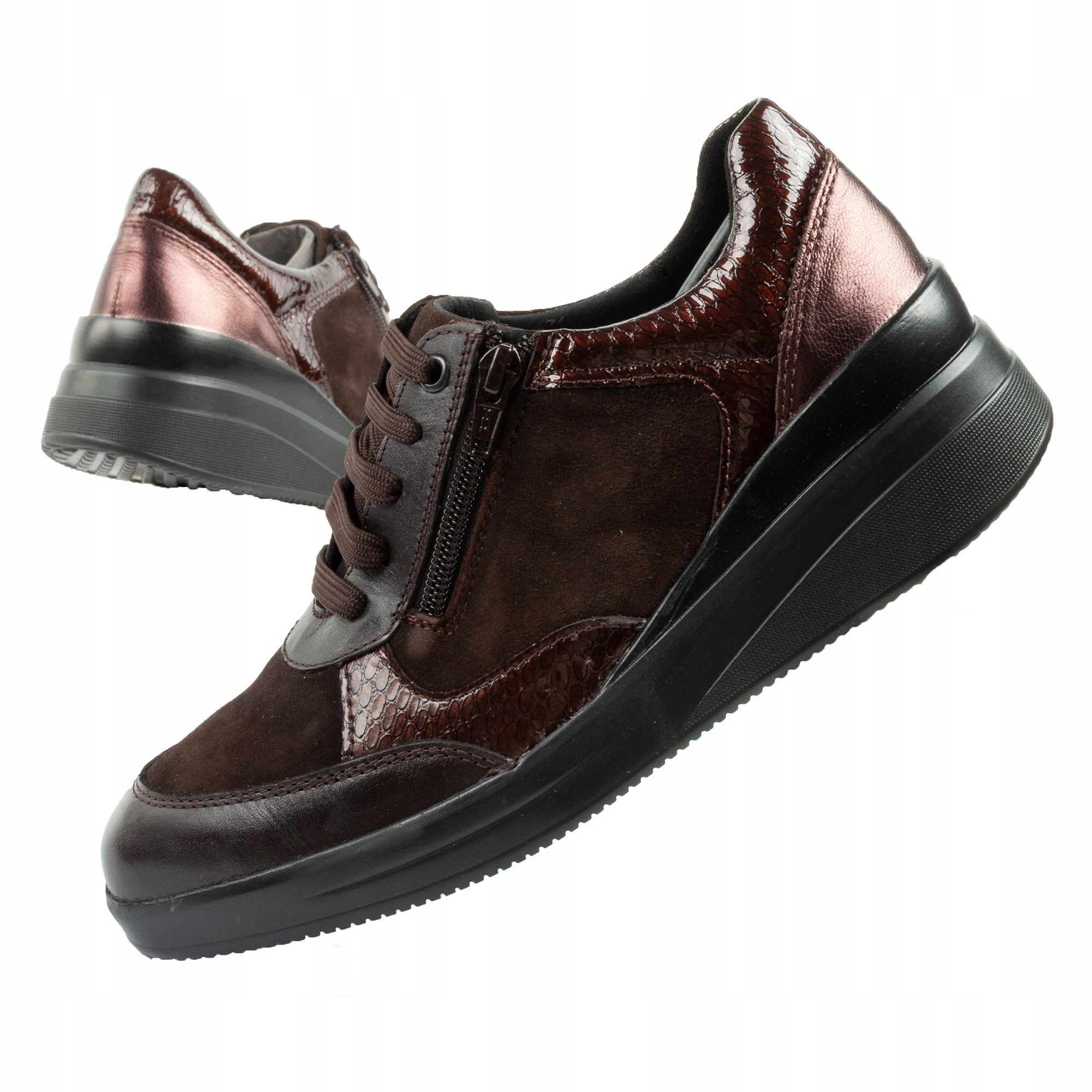 Dámské sportovní boty Scholl Emma Laces, velikost vel., kožené, hnědá platforma