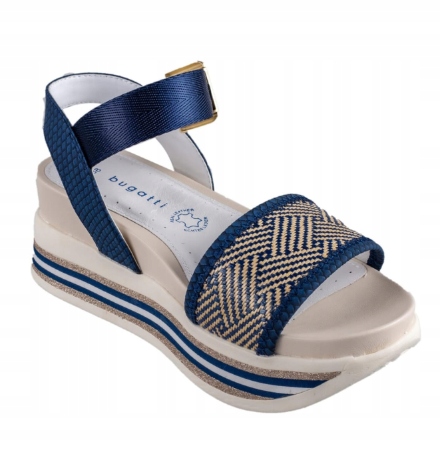 Bugatti Sandály Na Platformě Modré 42 Ž1D