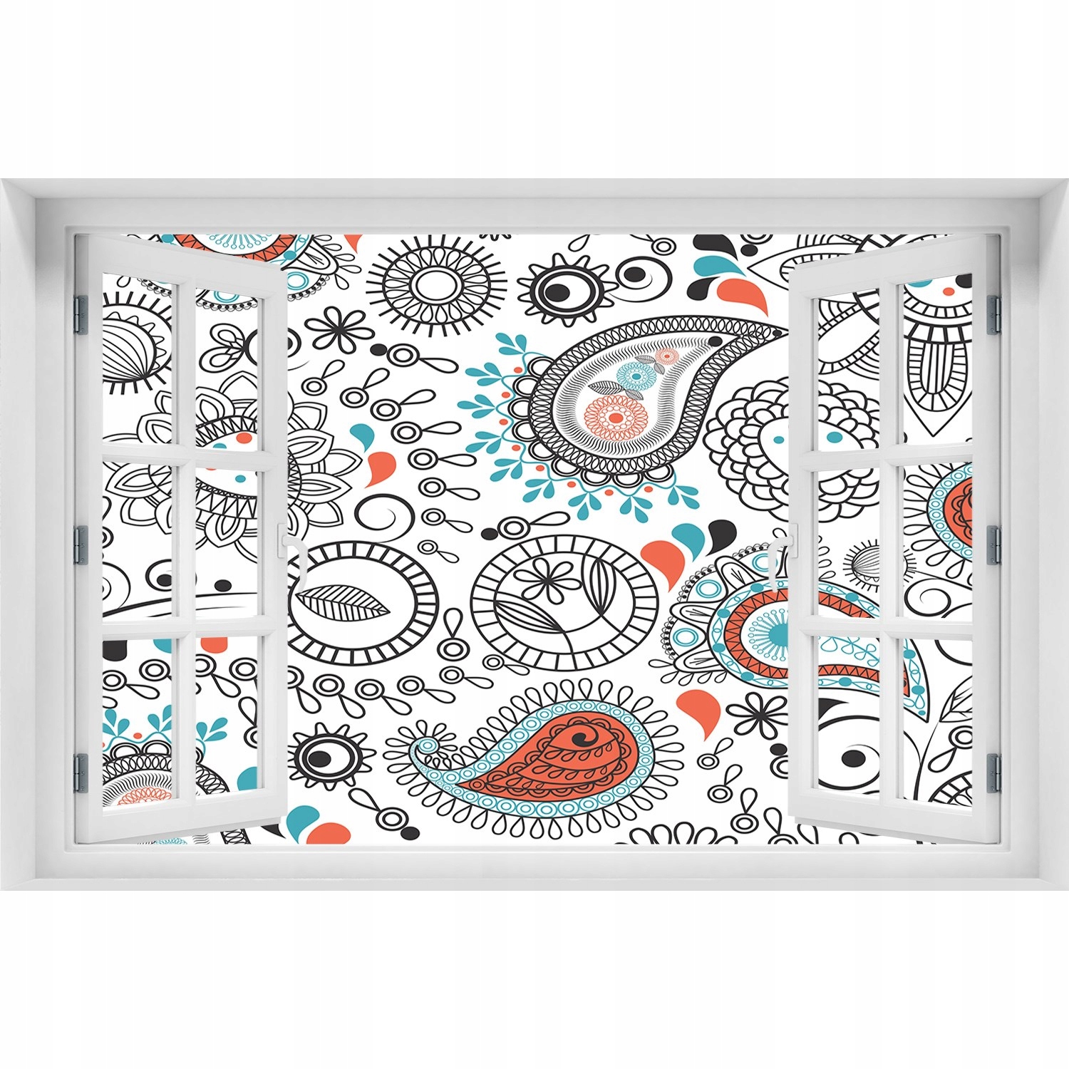 

Samoprzylepna 3D Naklejka Okno Ornamenty 90x60