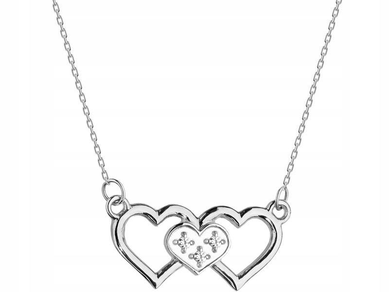 Zlatý náhrdelník 585 bílé srdce s briliantem 1,25 g, moderní módní vzor