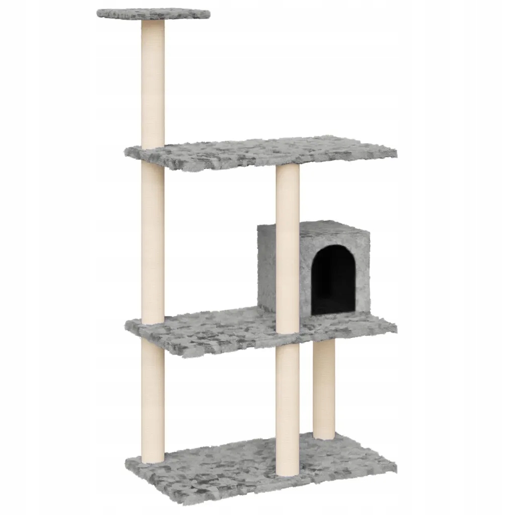 Levně vidaXL Škrabadlo pro kočky se sisalovými sloupky, světle šedé, 119 cm