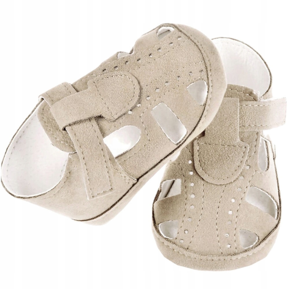 Sandałki beżowe lekkie dla chłopca Niechodki niemowlęce Produkt Polski 17