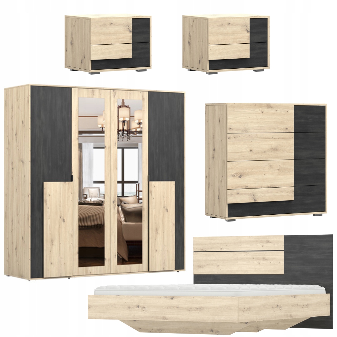 Ložnice Bafra Skříň 200 postel 160/200 komoda 2x noční stolek Výrobce