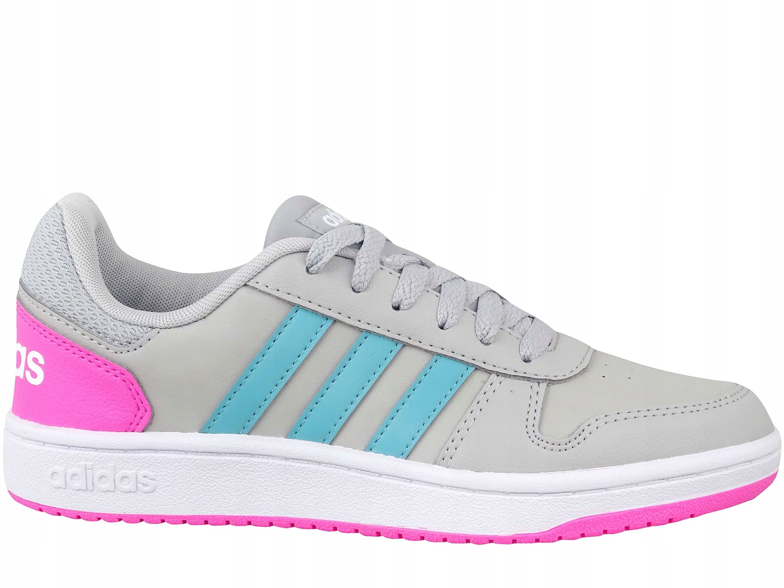 Adidas Hoops H01546 Skate Neo Buty Trampki Dziecięce Szare Rożowe