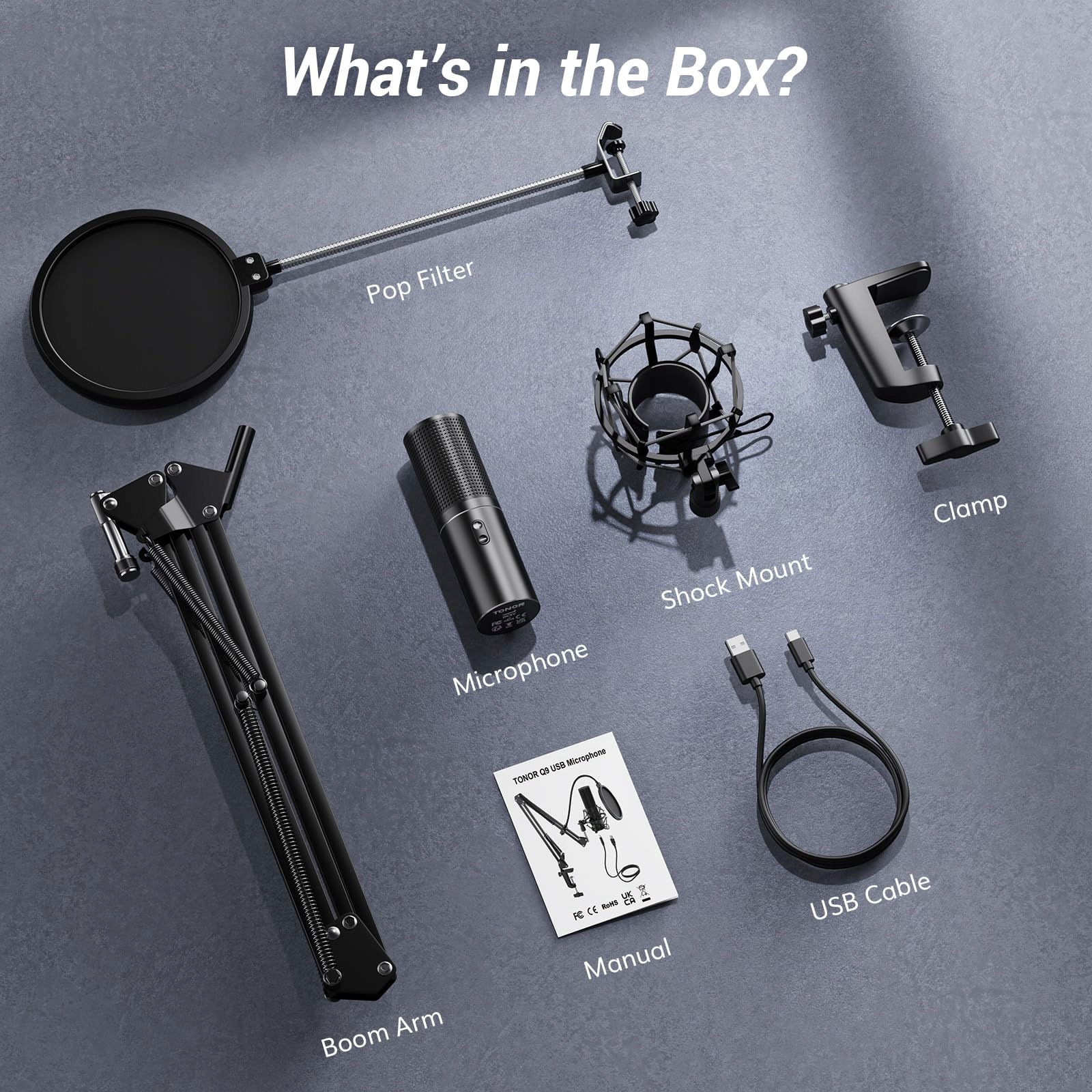 TONOR RGB USB Mikrofon Gaming PC Podcast Mikrofon z Boom Arm do Streamingu — miniatura 7