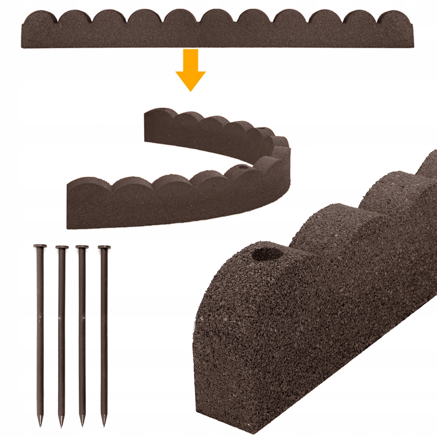 

Obrzeże Eco palisada ogrodowa kotwy brązowy 120cm