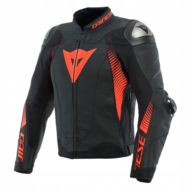 Kožená bunda Dainese Speed 4 Matt čierna/červená fluo 50
