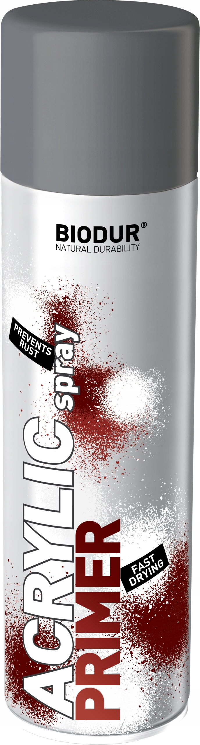 Spray Sprej Podkład Akrylowy Gruntujący Szary Szybkoschnący 500ml Biodur