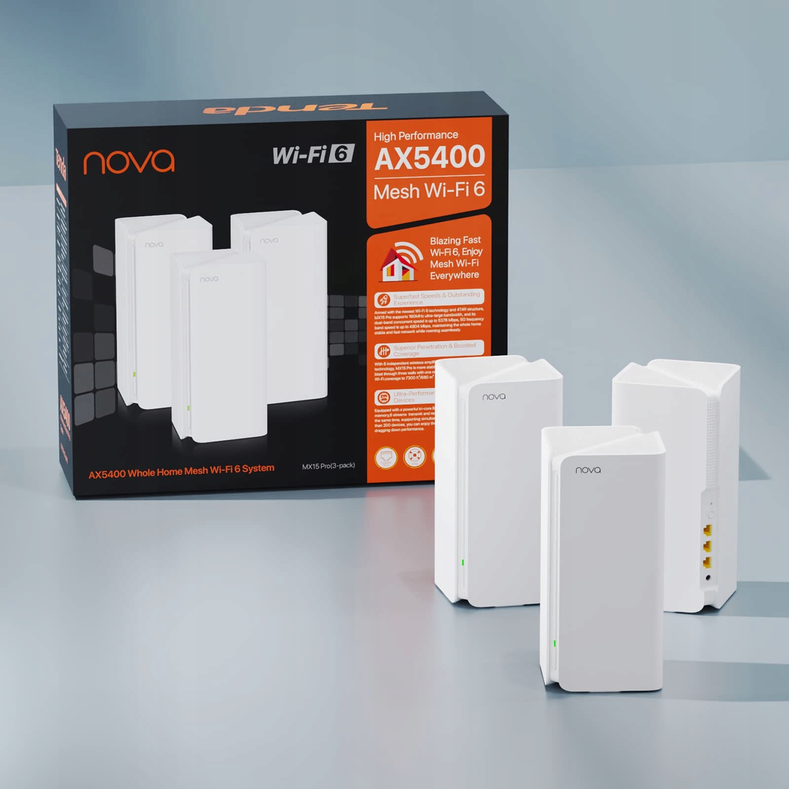 TENDA Nova MX15 Pro System Mesh WiFi 6 AX5400 Dom 4-6 Pokoi 3Pack — miniatura 8
