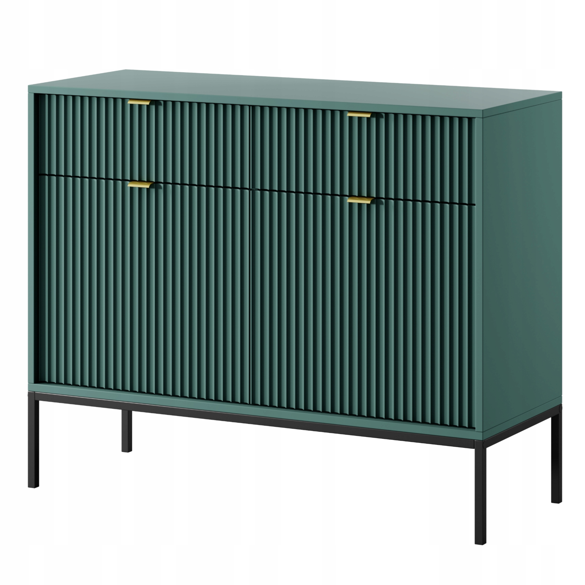 Komodee Komoda Nanaimo KSZ104 zelená 3 zásuvky Ryflovaný predný panel