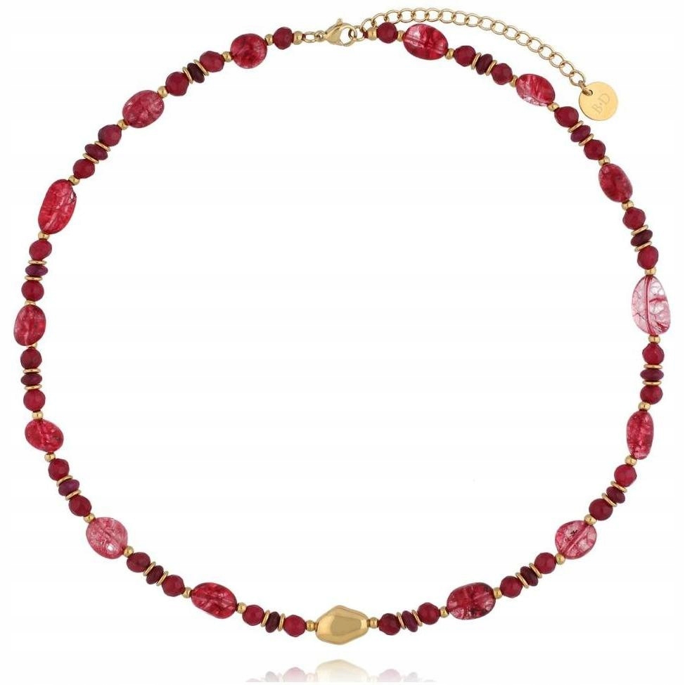 Náhrdelník By Dziubeka červený jadeit 46 cm