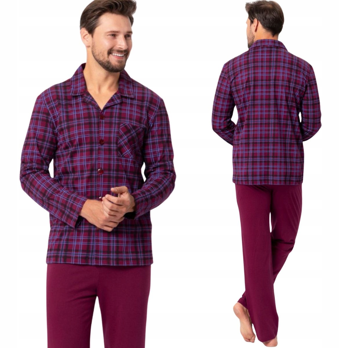 Pánské kostkované pyžamo Leveza Rodrigo 1397 XL