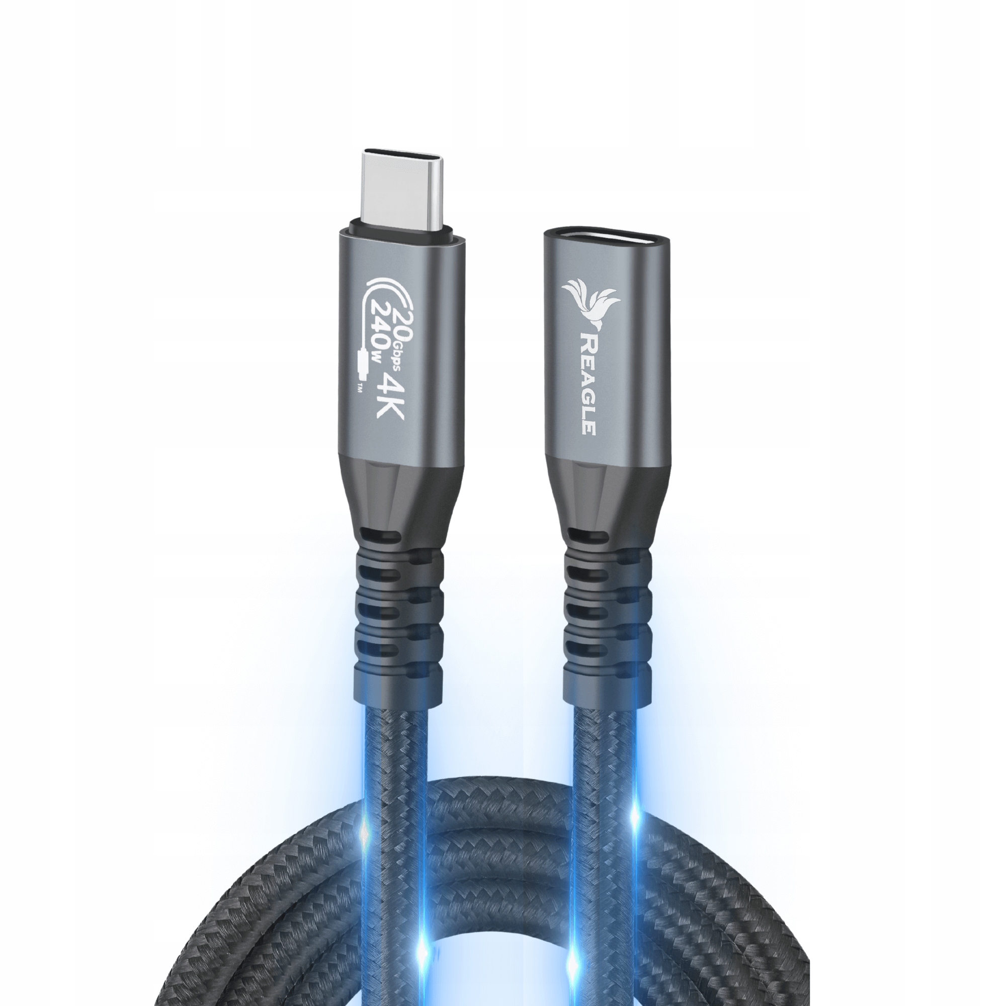 Przedłużacz USB-C Reagle 1 m 3.2 Gen 2 10 Gb/s 4K@60Hz Power Delivery