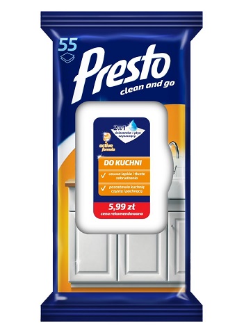 

Presto Ściereczki nawilżane do kuchni 55 szt