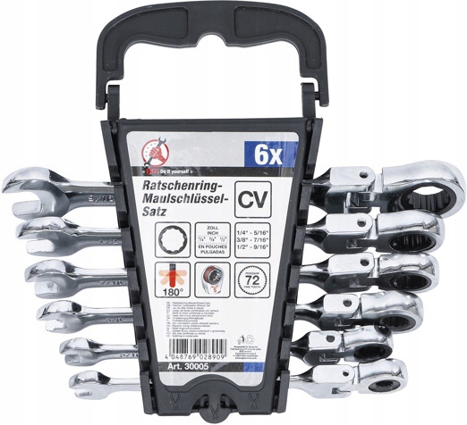 Zestaw kluczy płasko-oczkowych z grzechotką | elastyczne końcówki | calowe Marka BGS Technic