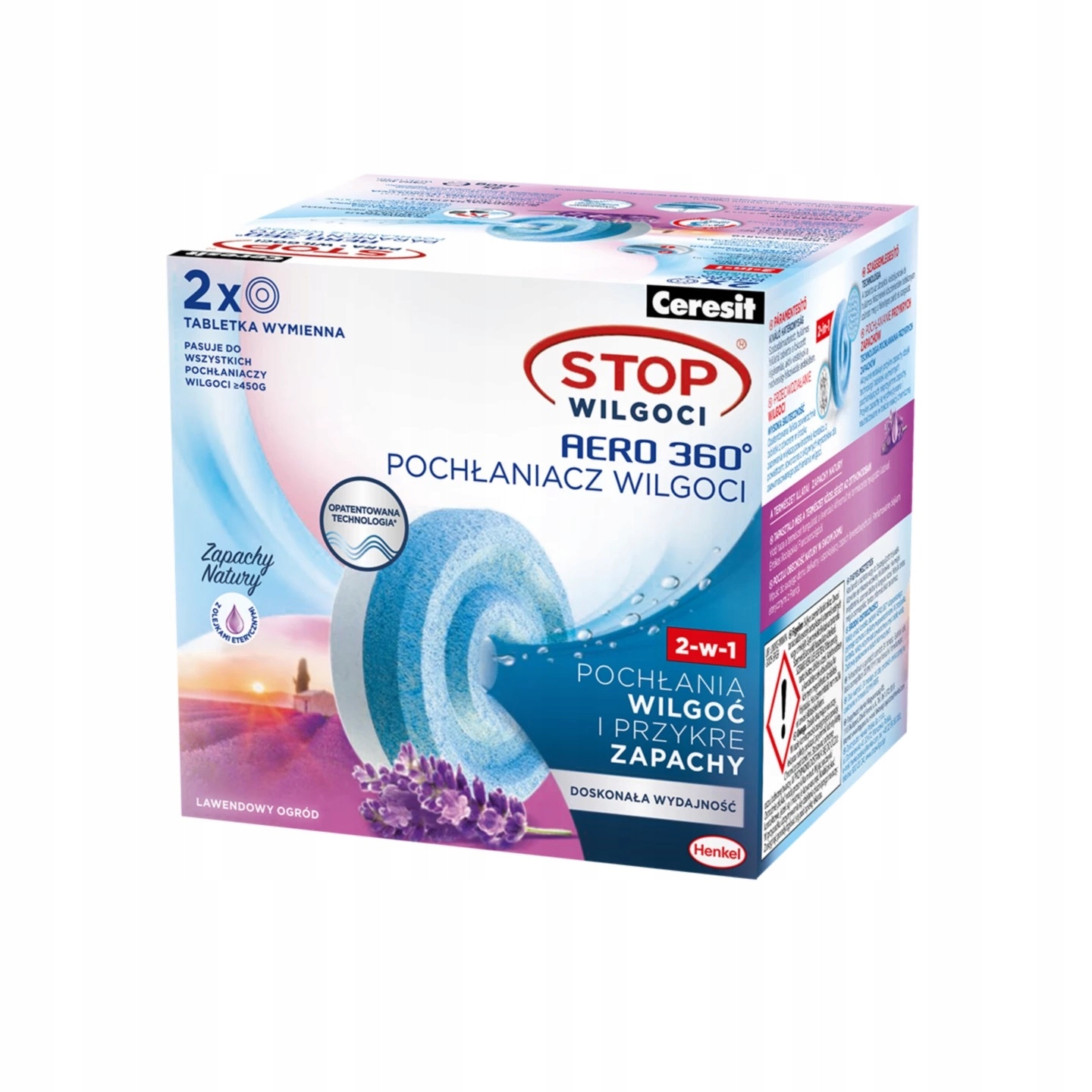 CERESIT 2x TABLETKI DO POCHŁANIACZA STOP WILGOCI AERO LAWENDOWE