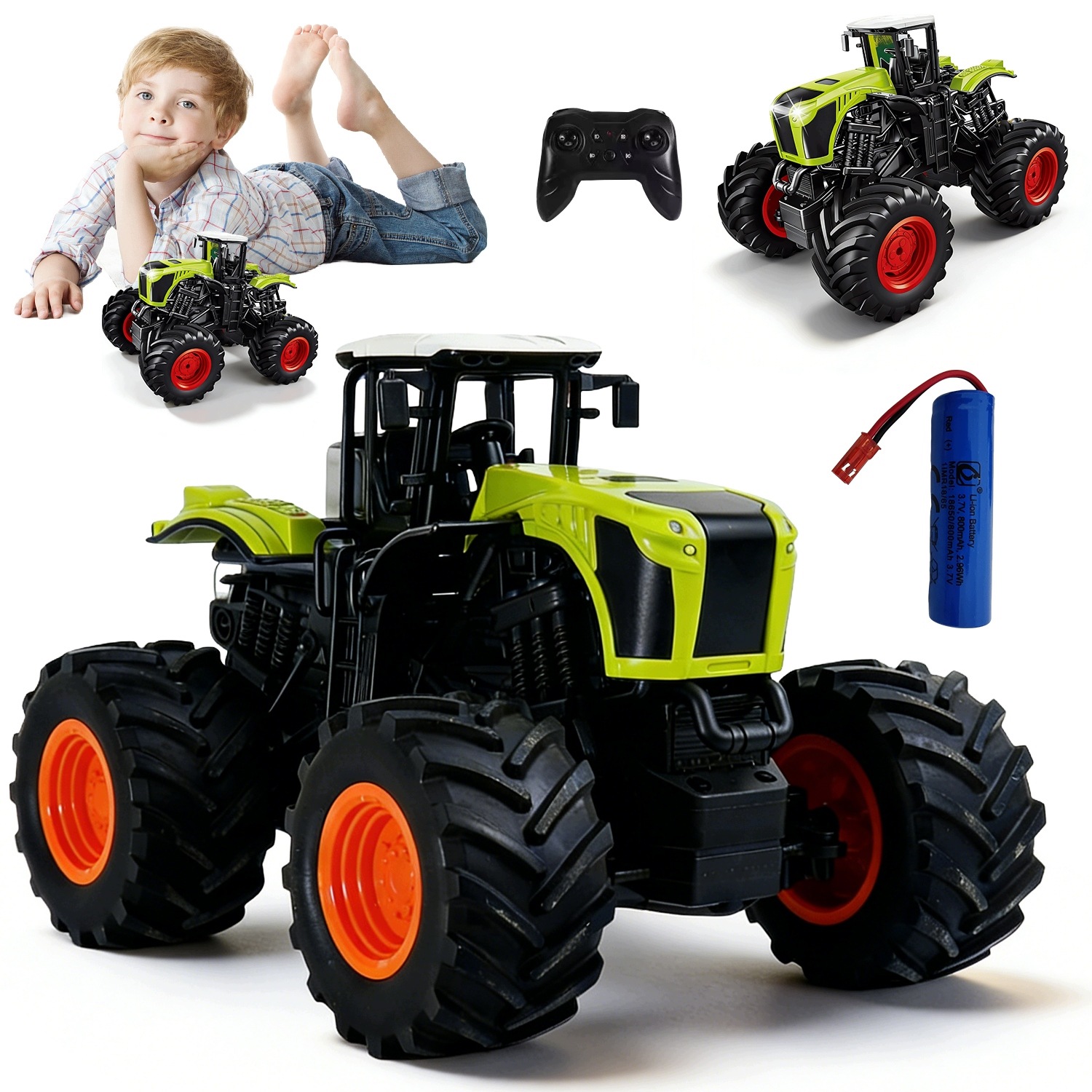 Traktor Zdalnie Sterowany Duży Ciągnik Rc Maszyna Rolnicza Pilot Akumulator