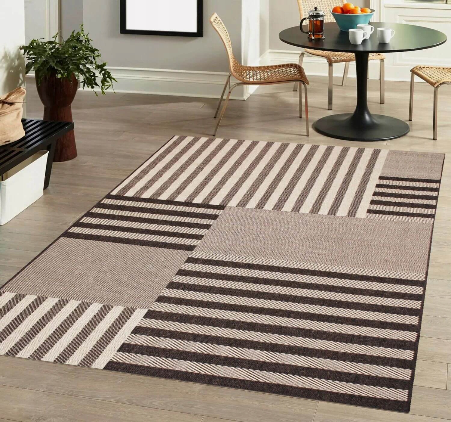 DYWAN SZNURKOWY NA BALKON TARAS TKANY NA PŁASKO DO SALONU MODNY 80X120 Kolor beżowy odcienie brązowego