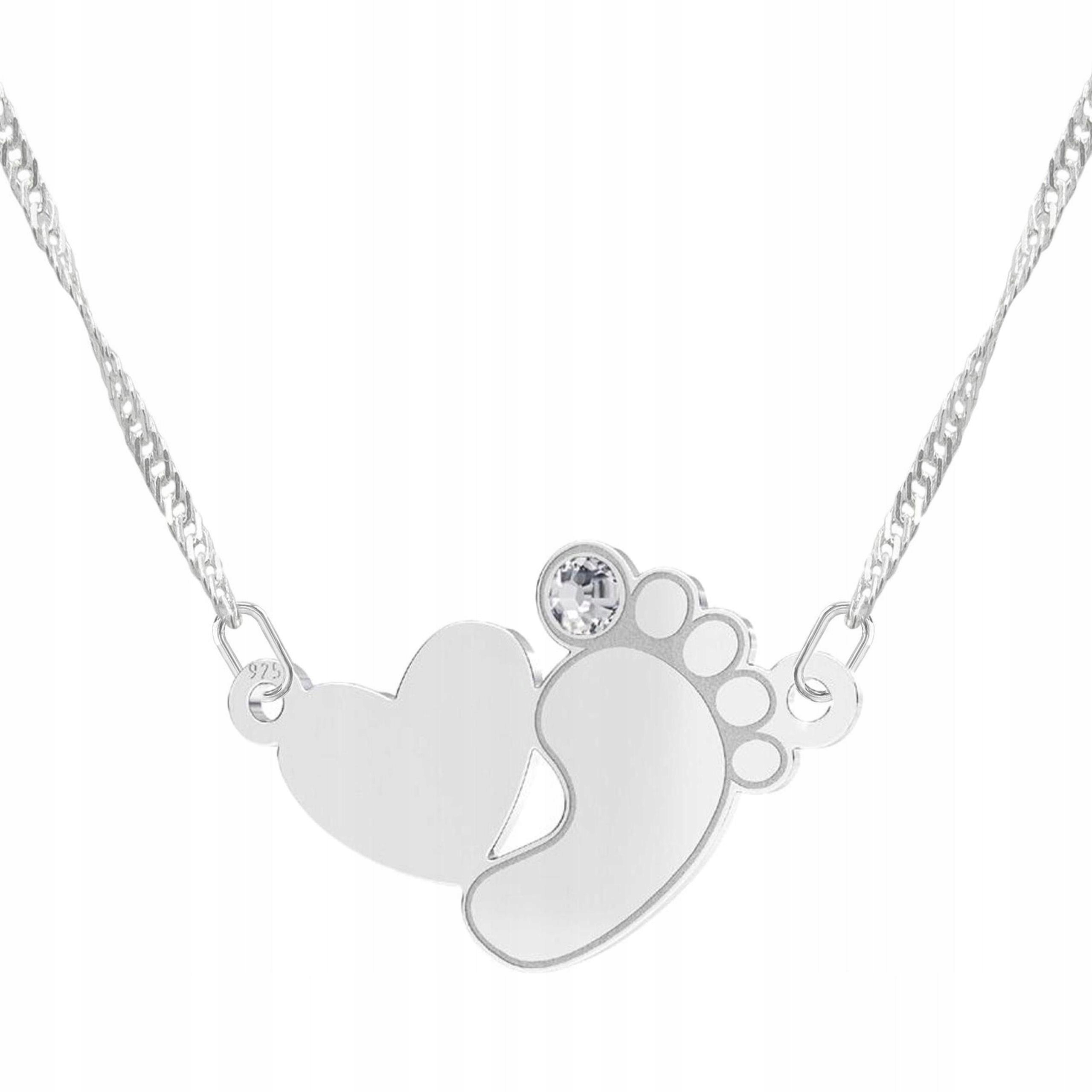 Stříbrný náhrdelník s dětskou nohou Syn Dcera Plech Foot Stříbro 925