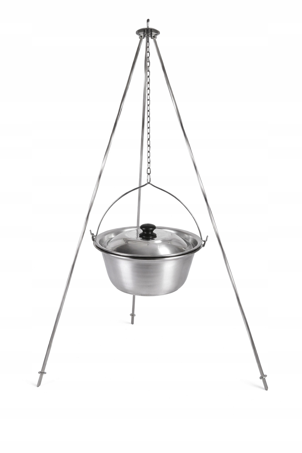 Nerezový kotlík maďarský 10 L, stojan na trojnožku, nerezový, 117 cm