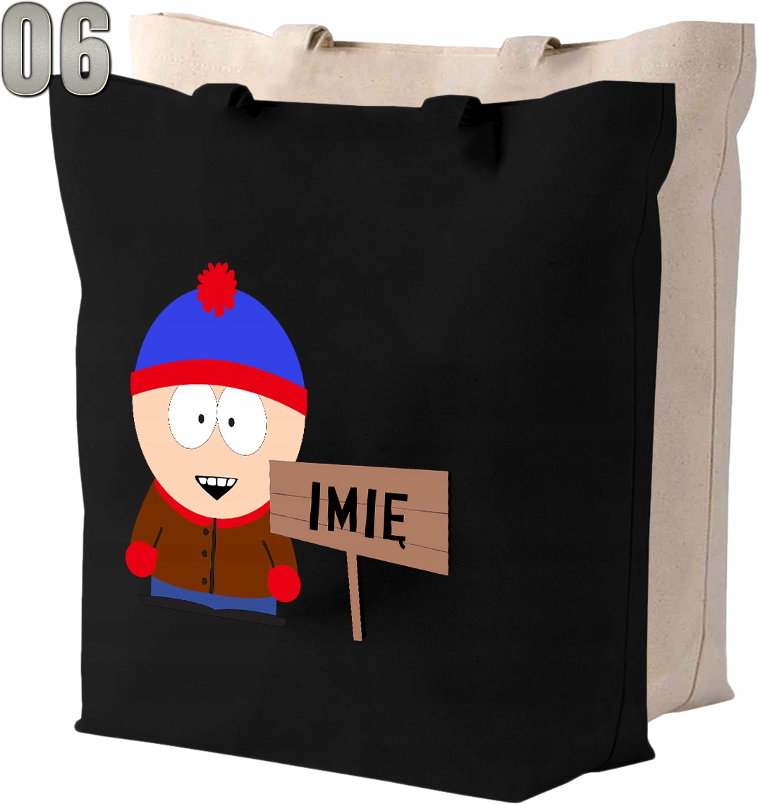 Torba bawełniana MIASTECZKO SOUTH PARK + IMIĘ Wysokość 42 cm
