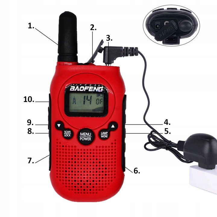 WALKIE TALKIE DLA DZIECI KRÓTKOFALÓWKA ŁOKI TOKI PMR LATARKA USB VOX Maksymalny zasięg 3 km