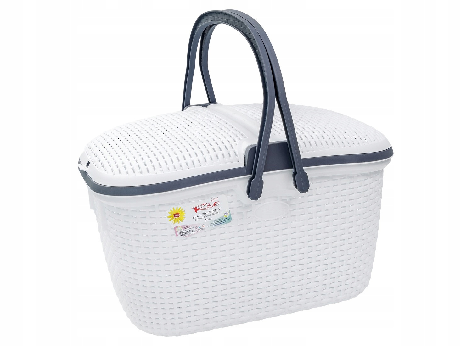 

Kosz piknikowy Koszyk plastikowy Rattan 30L Biały