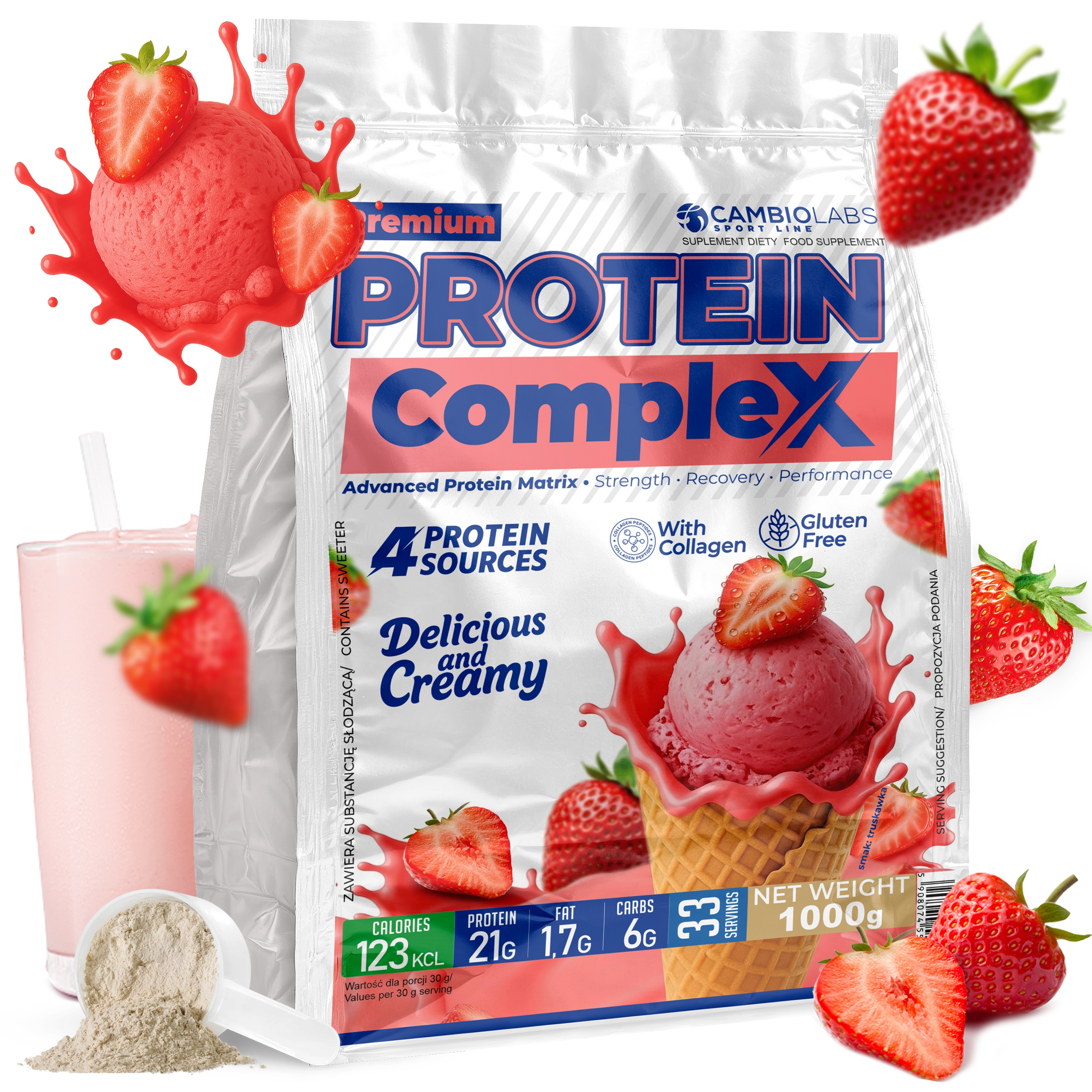 Protein Whey Protein Complex 1 Kg Protein směs bílkovin 4v1