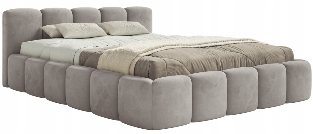 Čalouněná postel 180 x 200 cm Cloudy Low světle šedá velurová