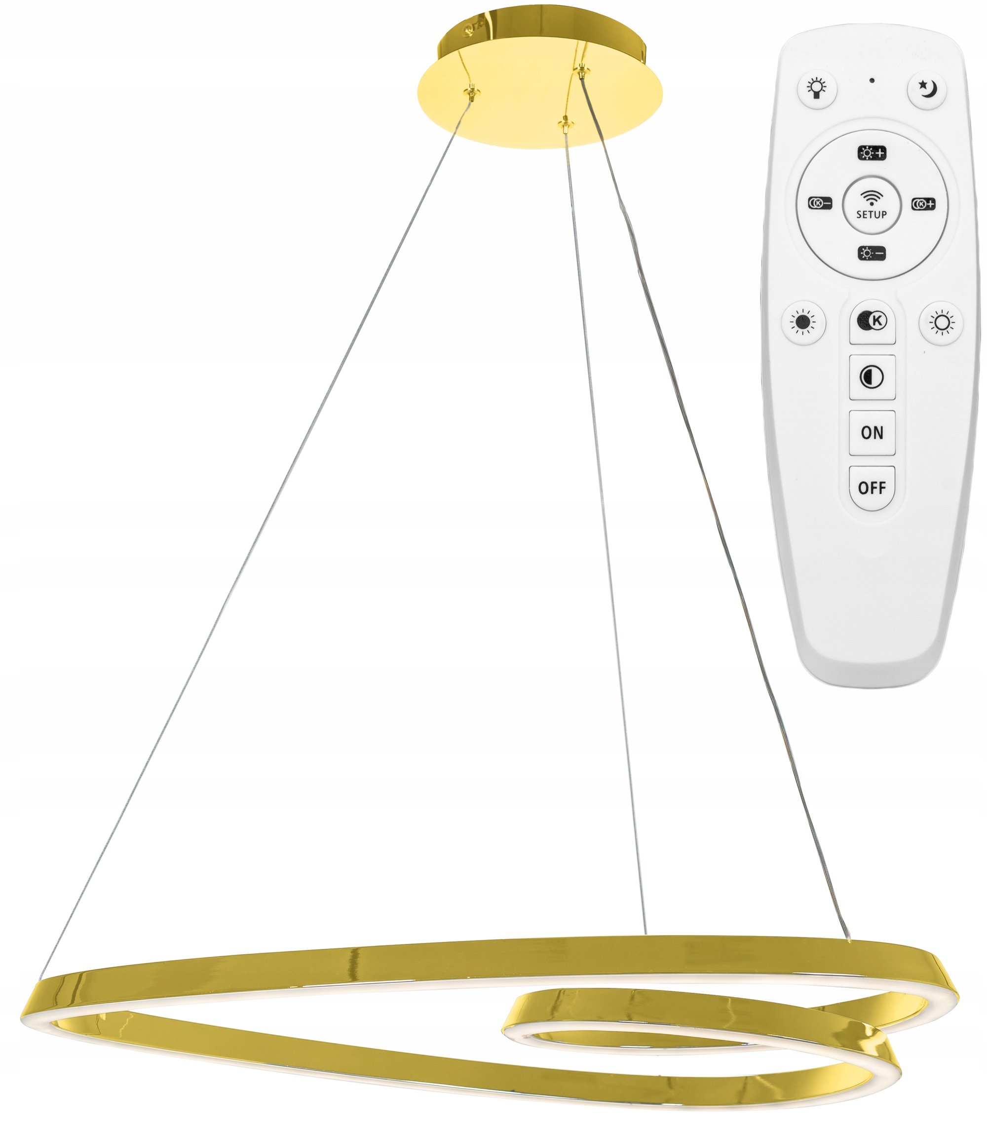 Závěsné Stropní Svítidlo Metal Ring Gold Led Dálkový Ovladač