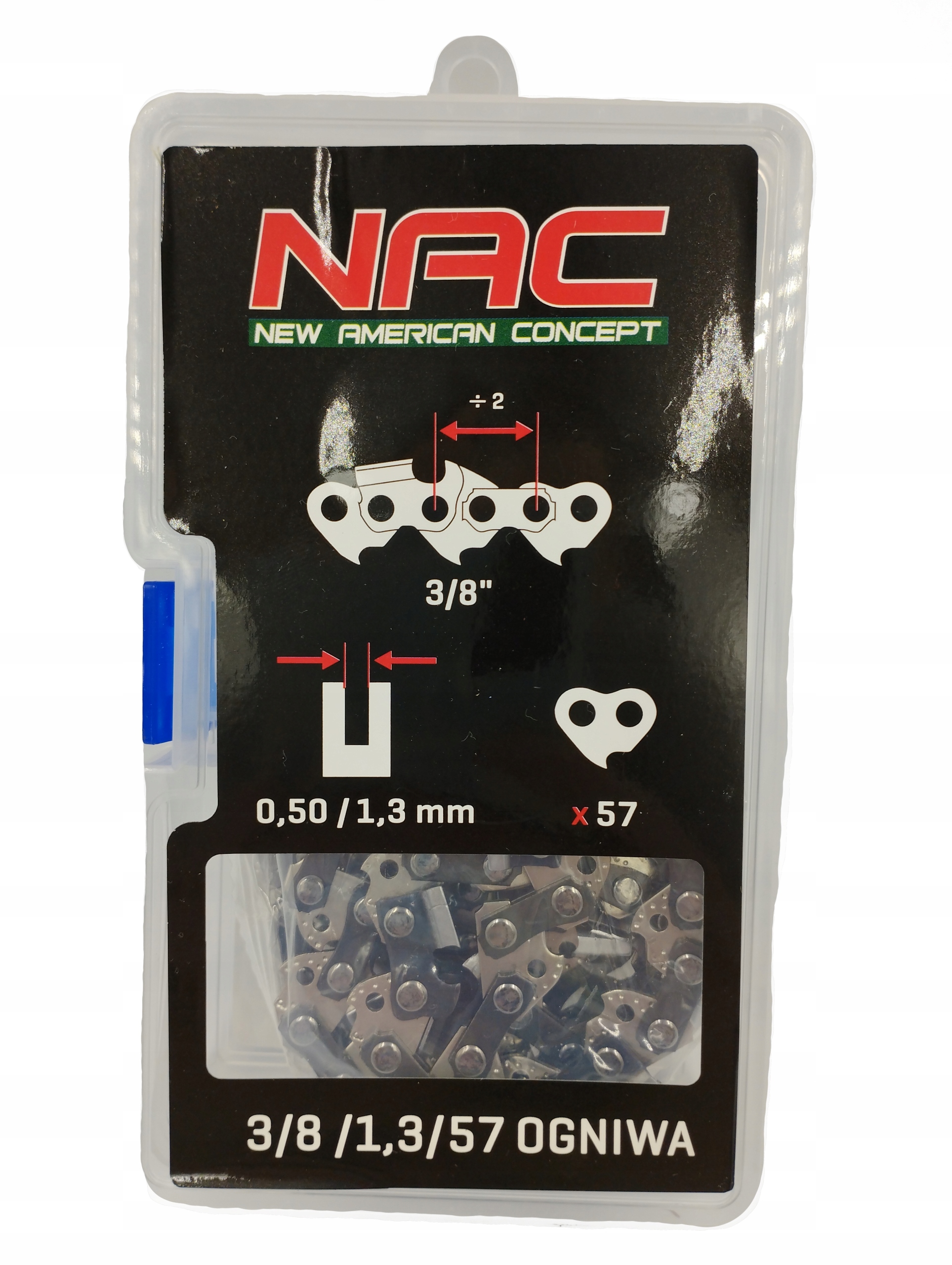 

Łańcuch piły Nac 40cm 16" 3/8 1,3mm 57 ogniwa