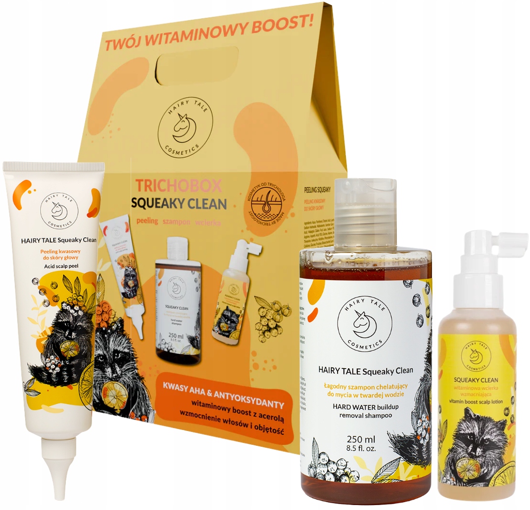 Hairy Tale Cosmetics Squeaky Zestaw Kosmetyków szampon+peeling+wcierka