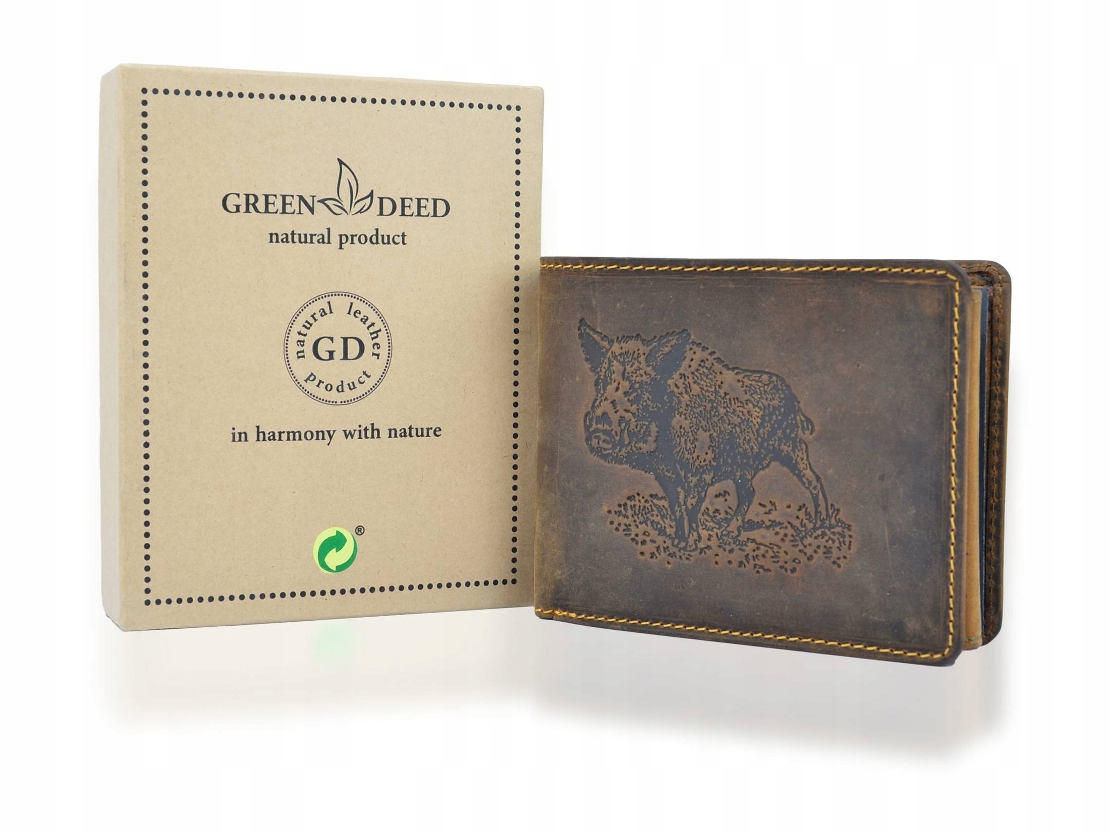 Kožená lovecká peněženka Green Deed hnědá Divoká Rfid
