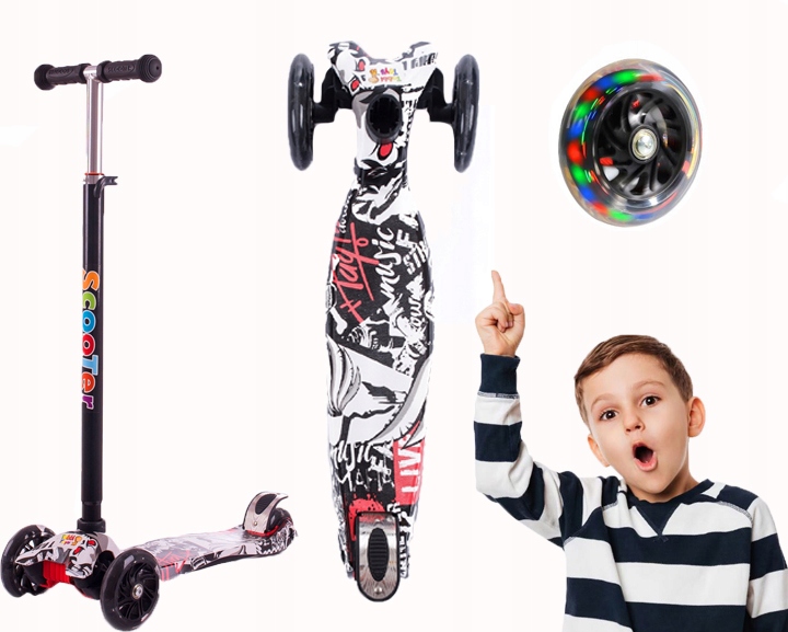 HULAJNOGA BALANSOWA TRÓJKOŁOWA LED GRAFFITI 60 KG