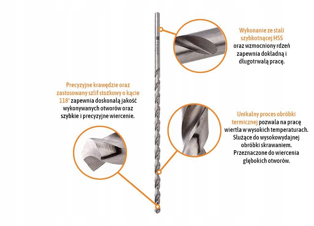 Wiertło do metalu HSS - długie (DIN 1869) 12.0/375 mm / TEGER TEGER T-W-NWW Liczba elementów pojedyncze