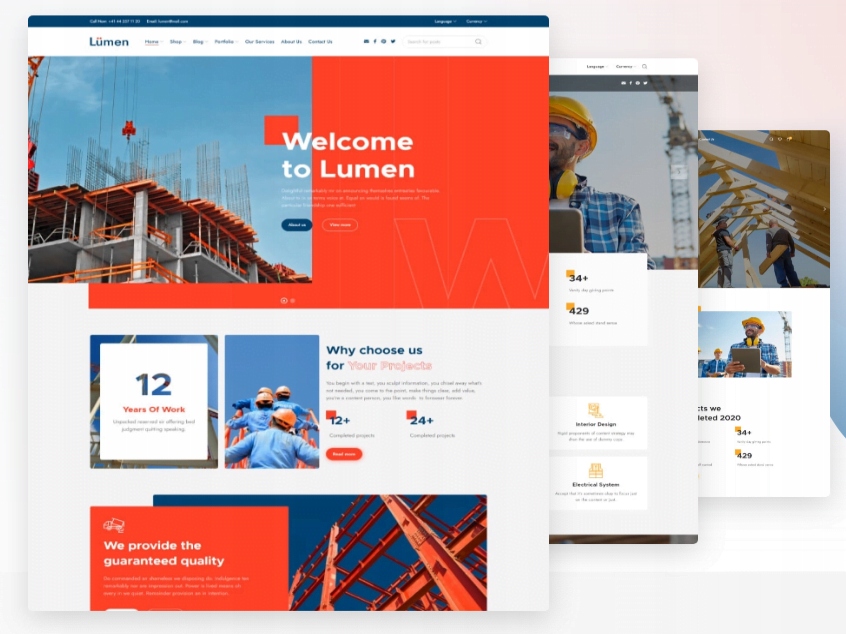 Szablon Lumen Multipurpose Theme For Constructions