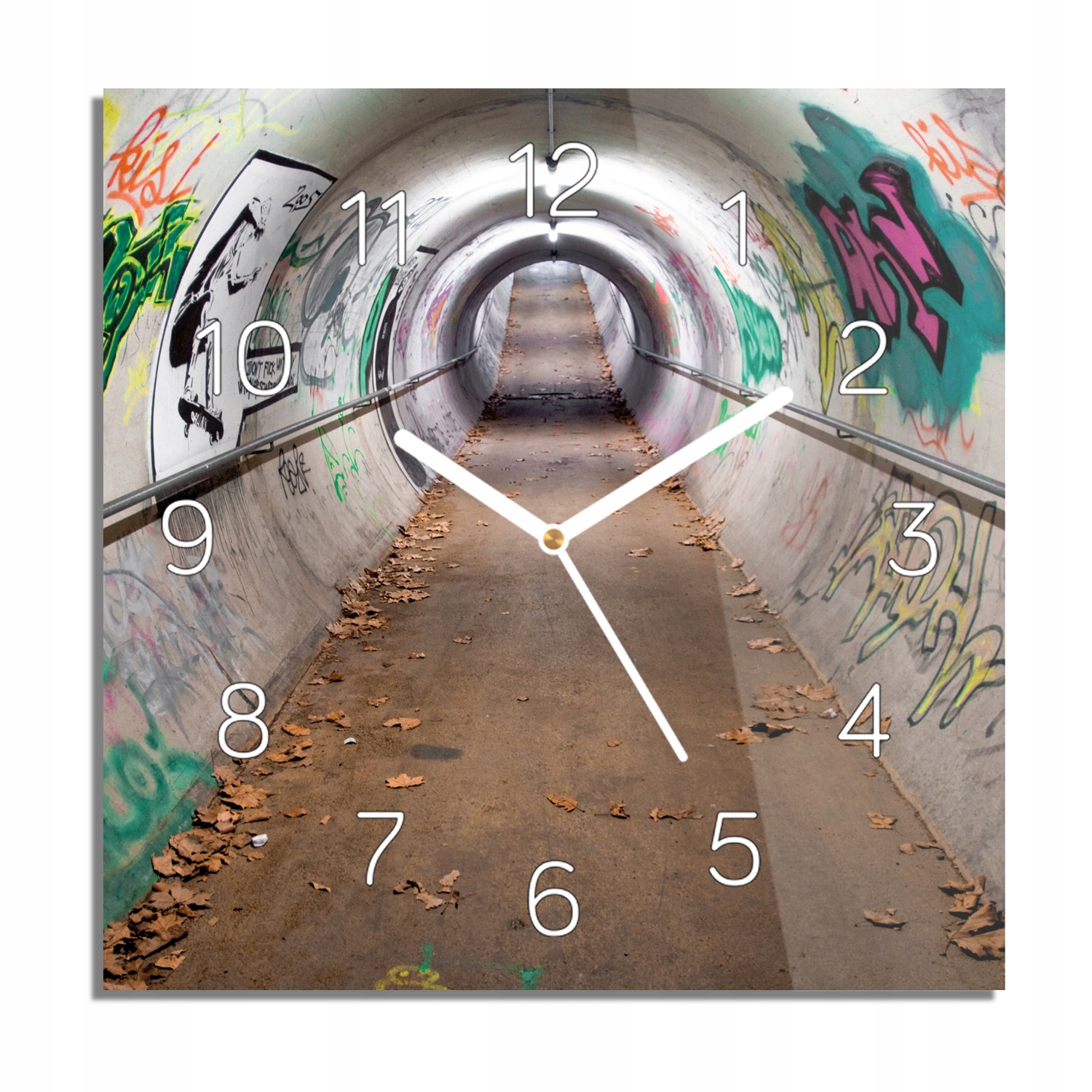 

Tunel graffiti zegar na szkle do jadalni 30x30