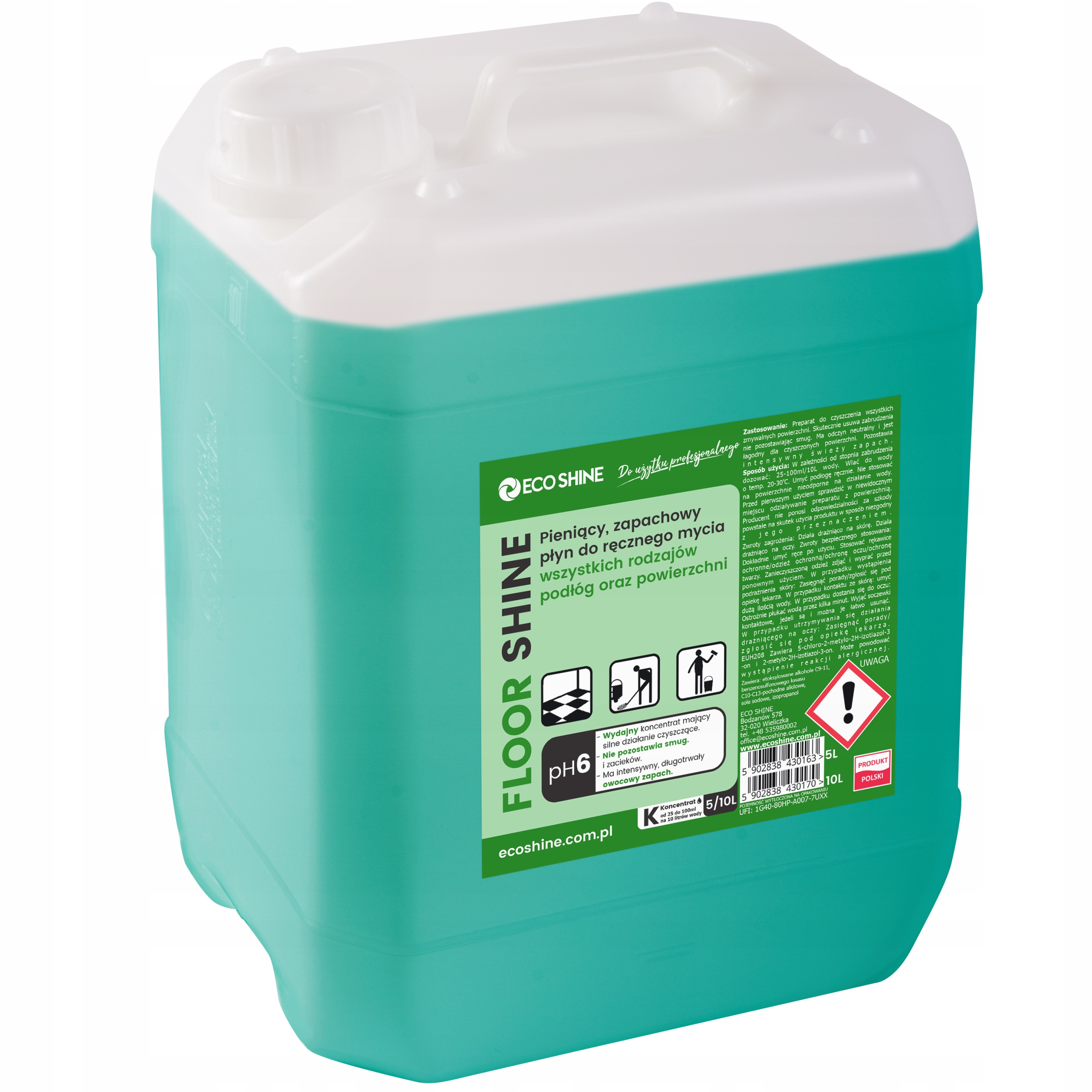 Eco Shine Floor Shine 10L Zapachowy Pieniący Koncentrat do mycia podłóg...