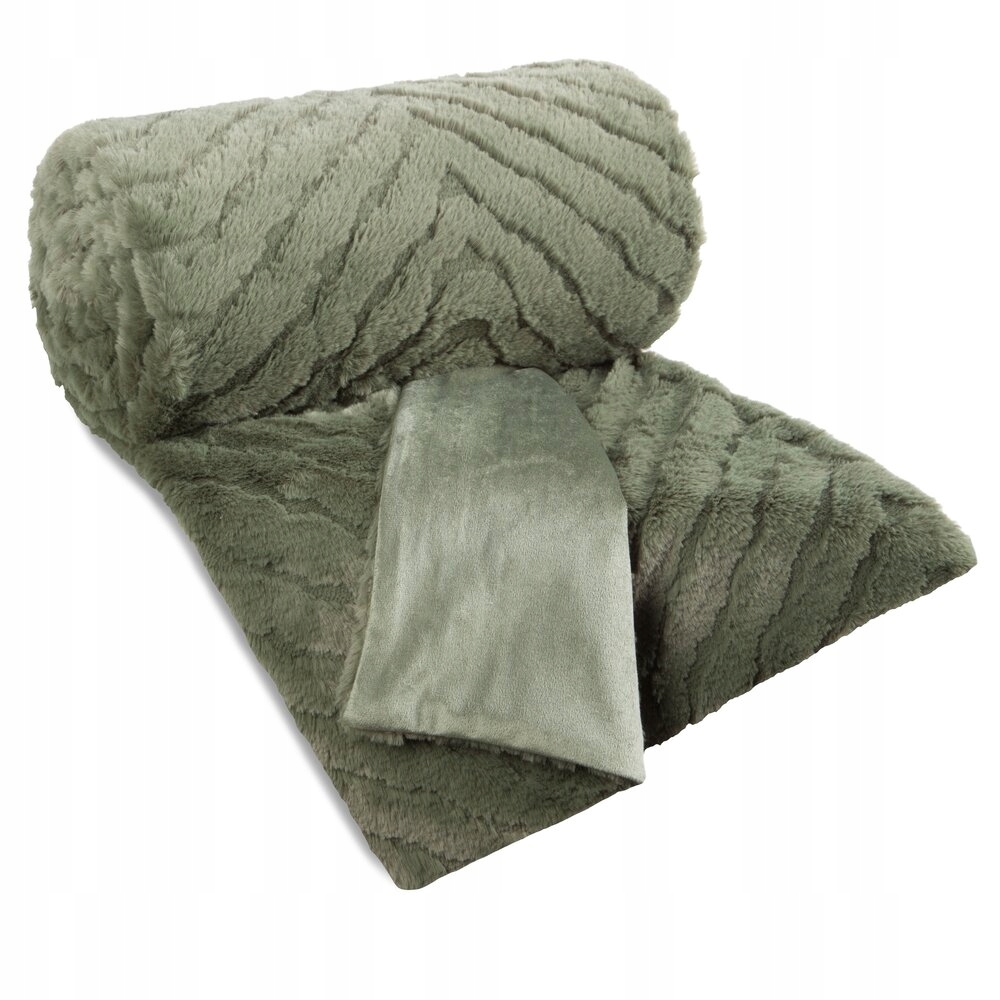Deka přehoz Kate 150x200 Eurofirany olivová kožešinová nadýchaná s 3D efektem