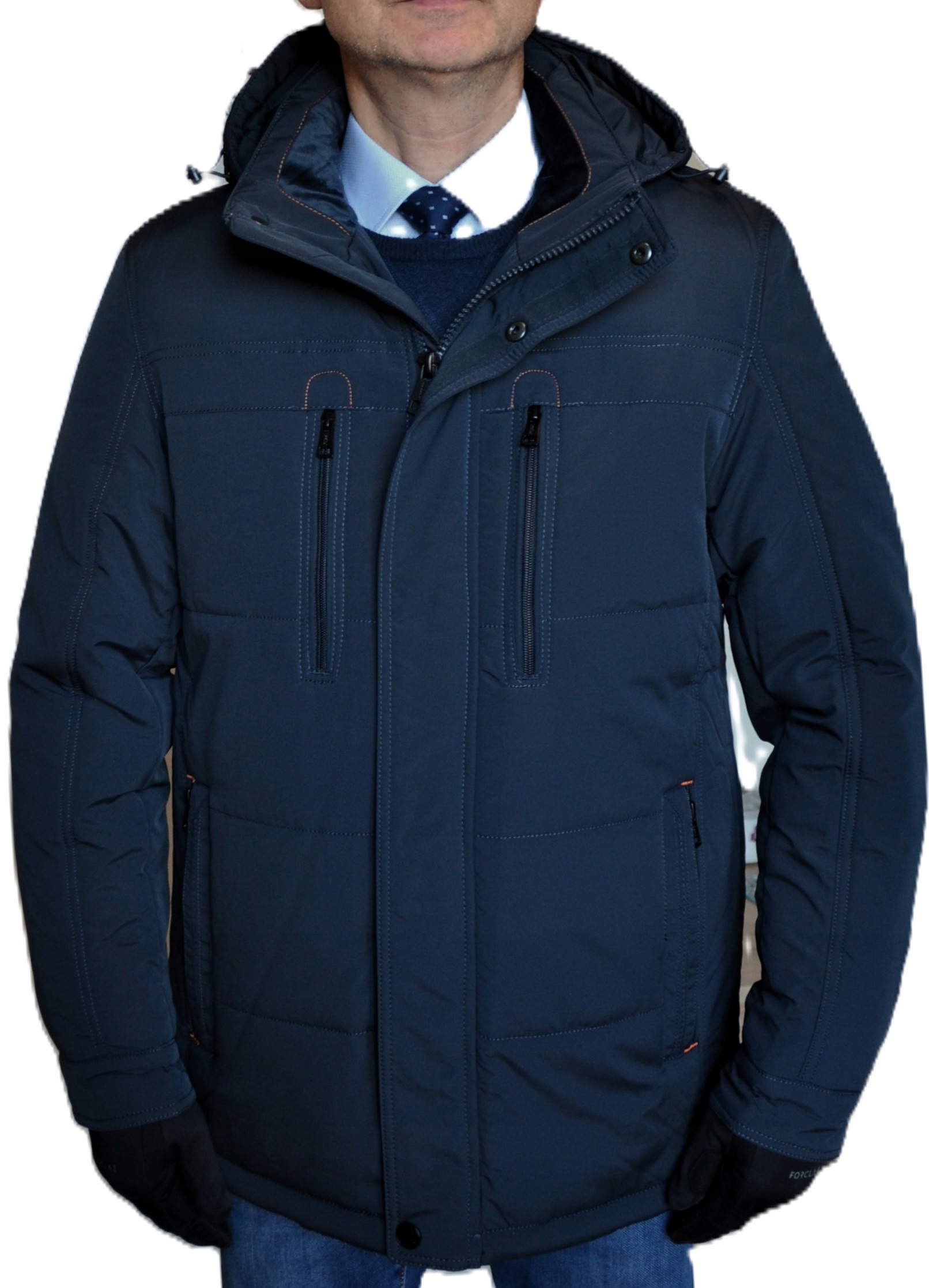 Pánská Zimní Bunda Teplá Prodloužená Vysoká Kvalita Premium Odnímatelná Kapuce Námořnická Modrá M