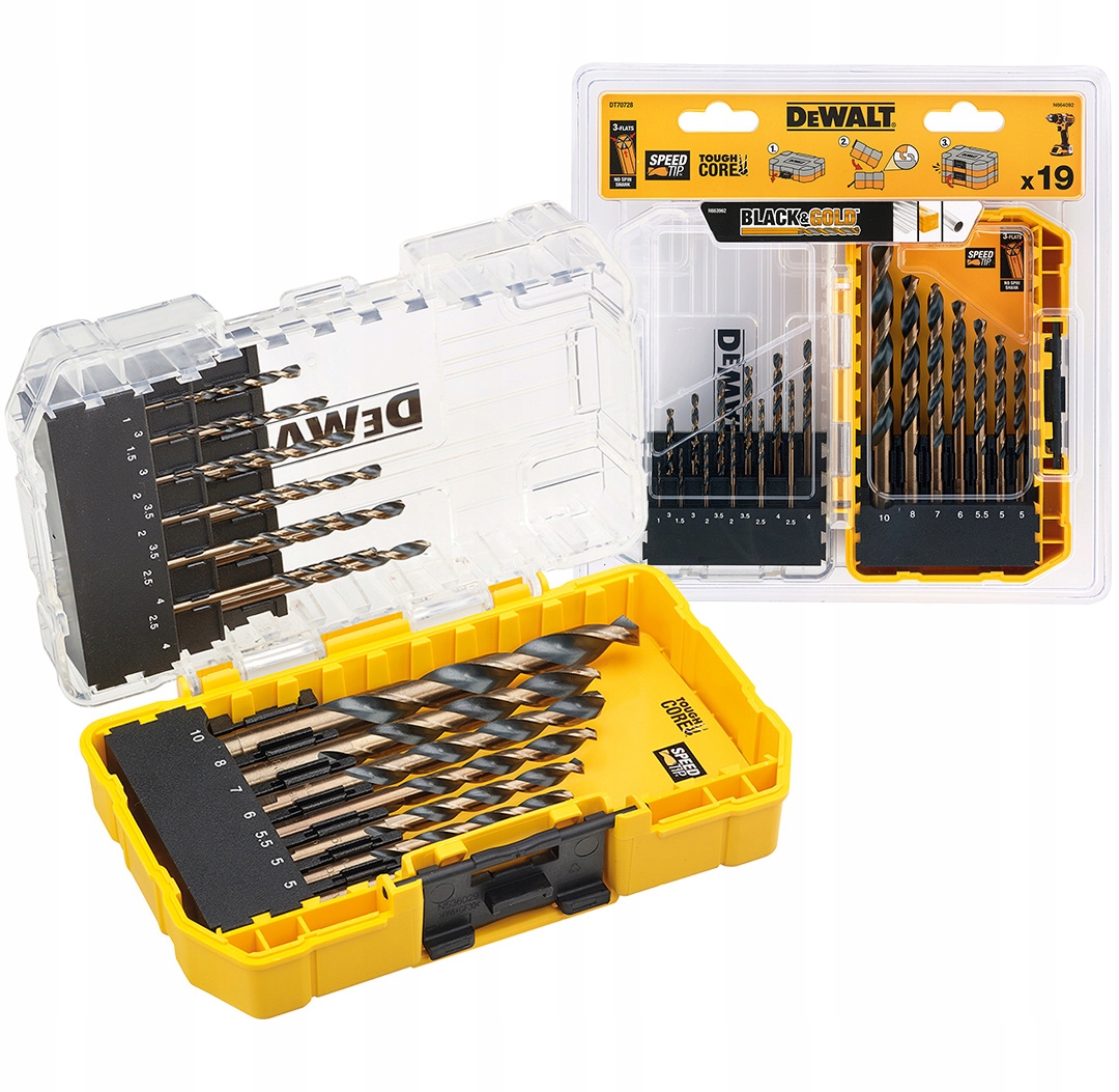 

Zestaw wierteł metalu Hss-g 19 szt. DeWALT DT70728