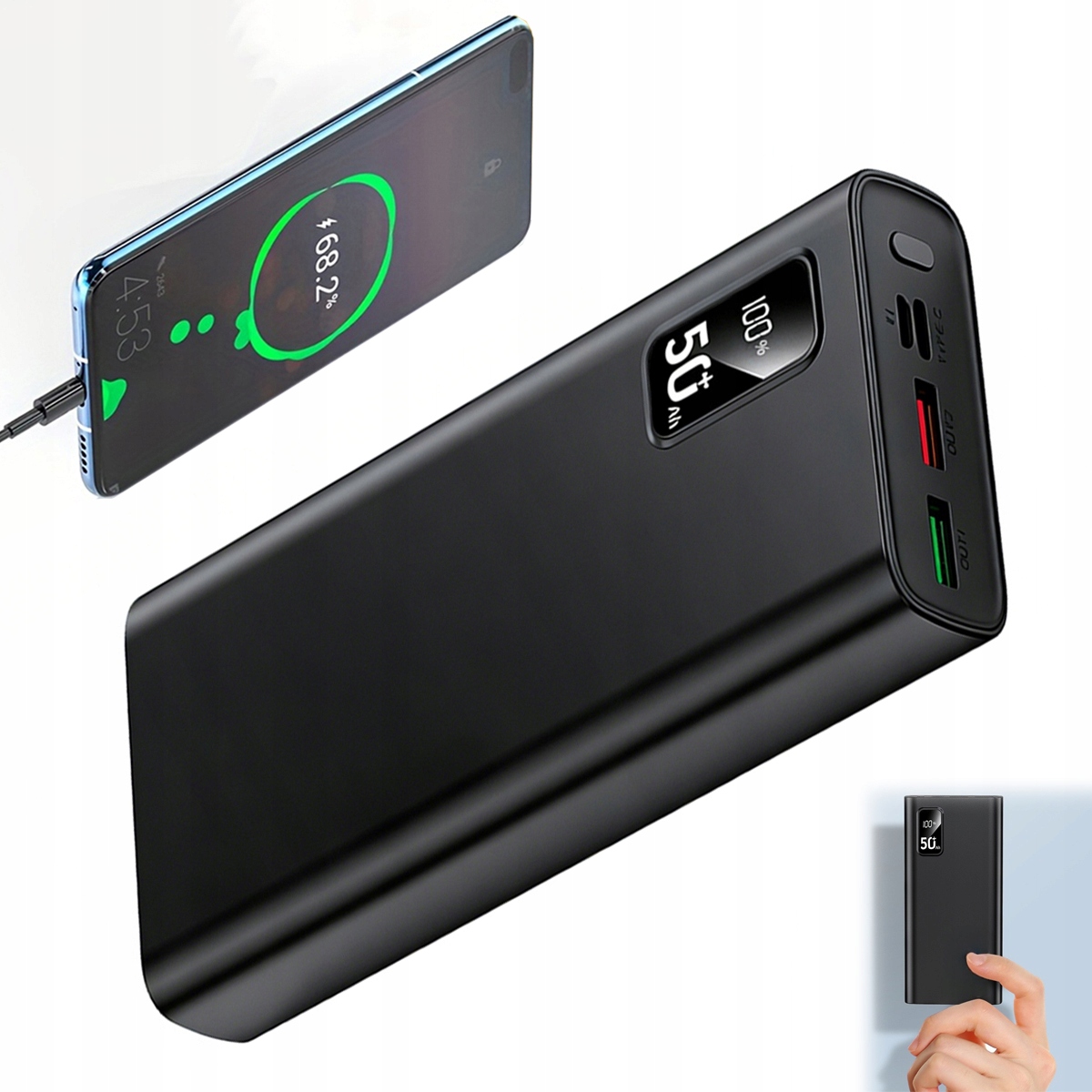 Powerbank 50000 mAh, 22,5 W, szybkie ładowanie, przenośna ładowarka Usb-c