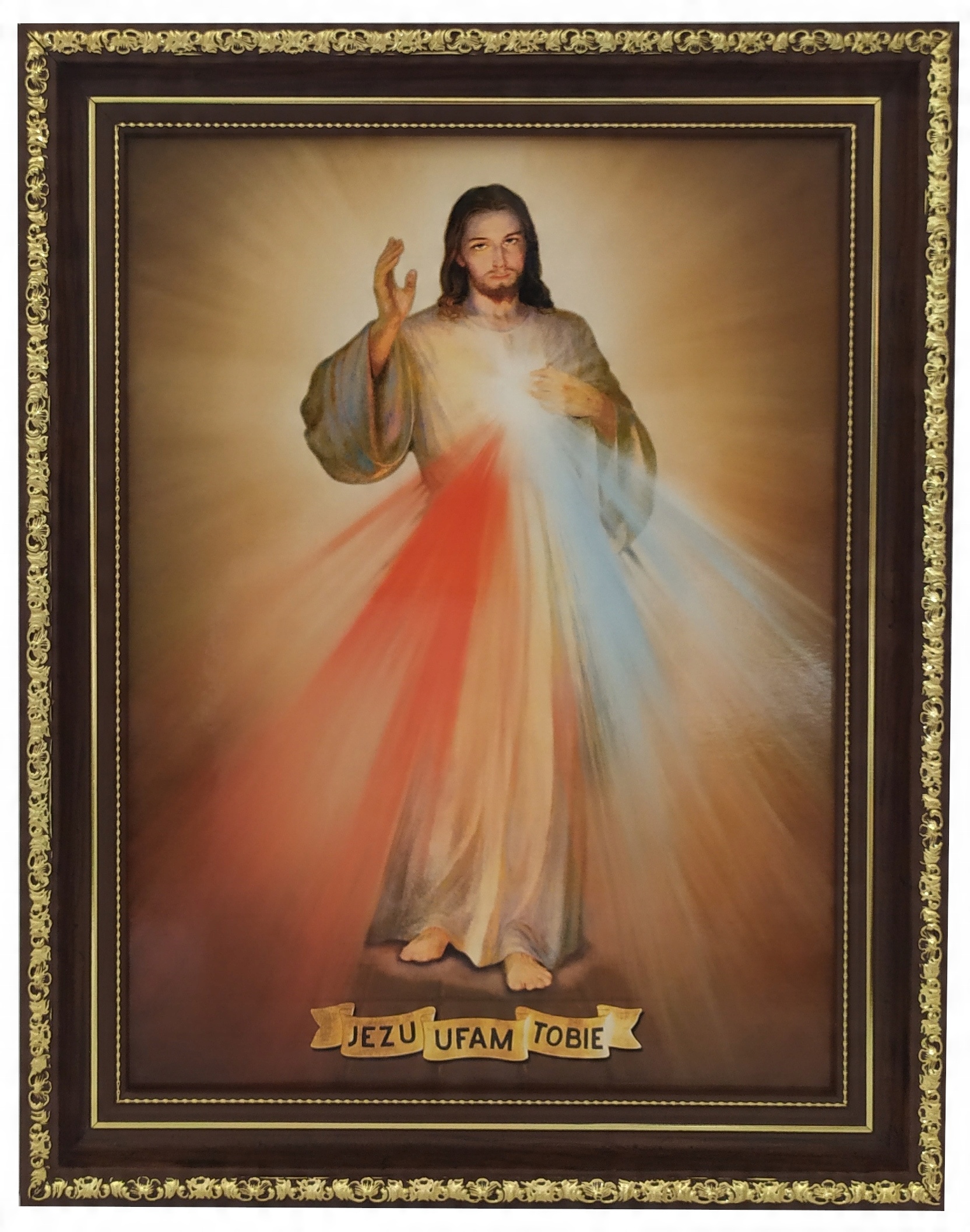 

Obraz Na Ścianę Jezu Ufam Tobie 39X49 Rama Brązowa