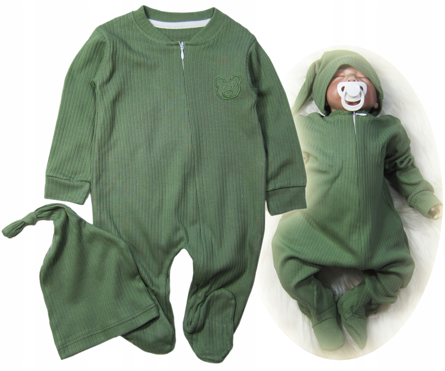 

Bawełniany Pajac na Suwak + Czapka 2-pak * 74