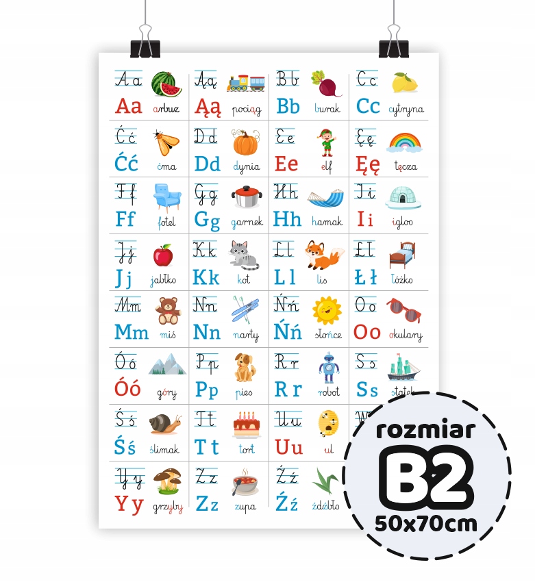 

Duży plakat edukacyjny Alfabet rozmiar B2 50x70