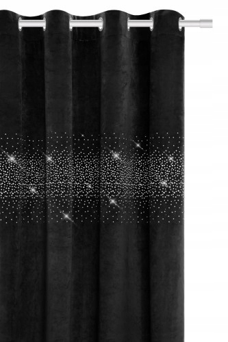 

Zasłona 140x250 Czarna Shiny Welurowa Kółka