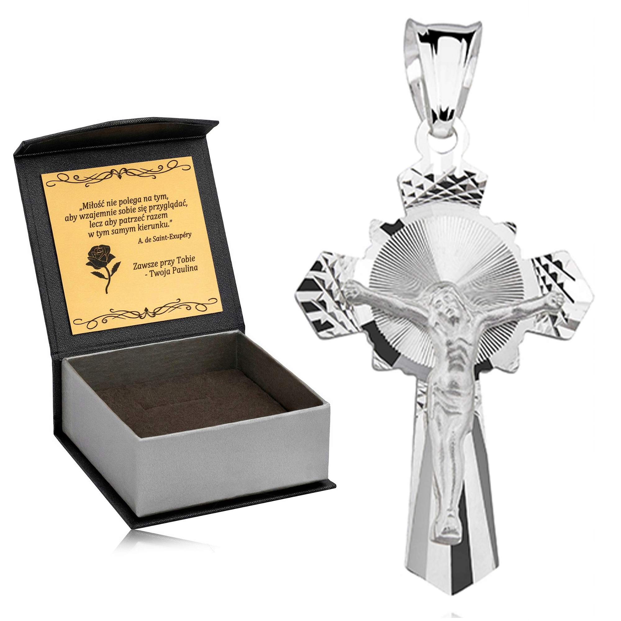 Krásný Stříbrný Diamantový Křížek Stříbro Ryzost 925 Rhodiovaný Kříž S Ježíšem