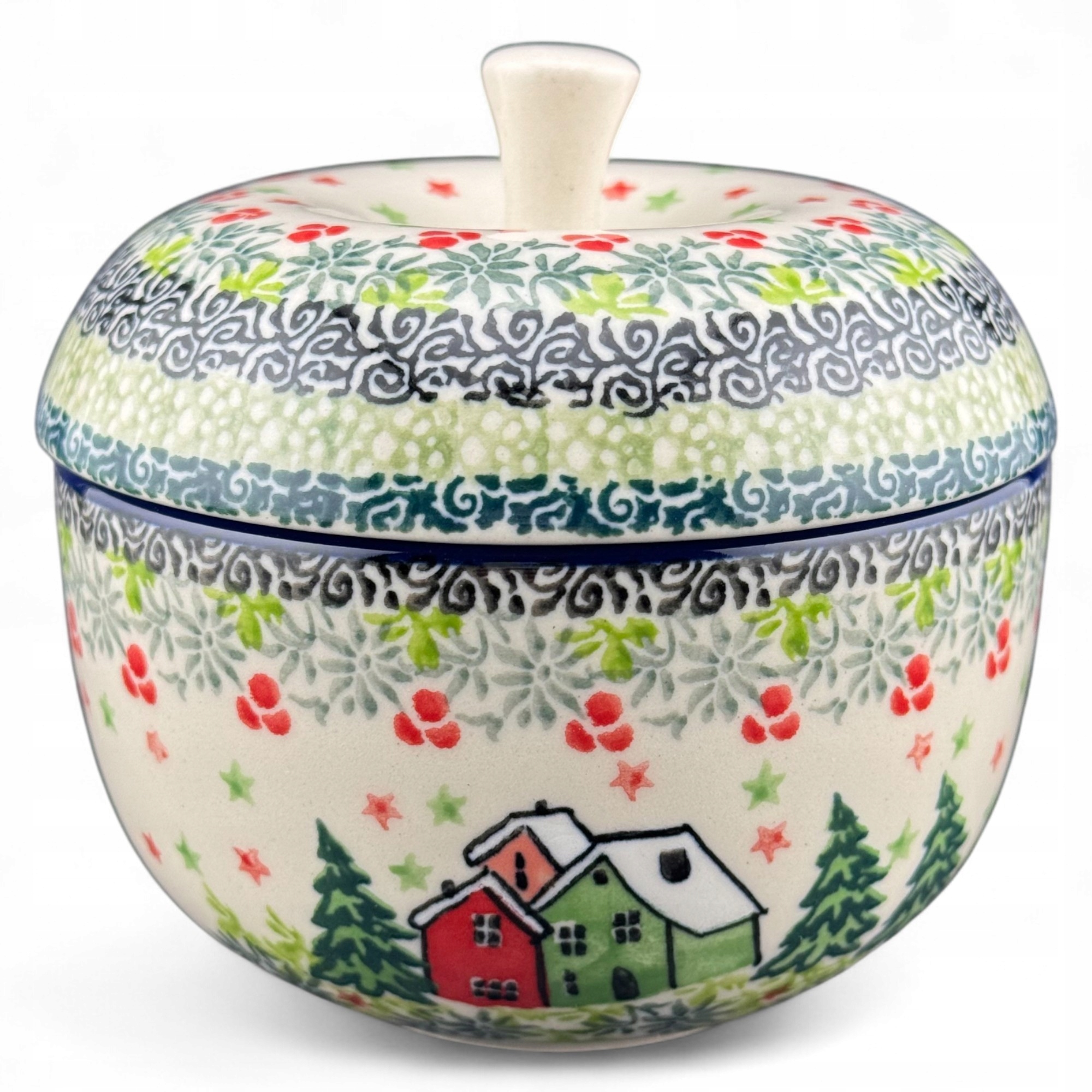 Pojemnik Jabłko 10,5 cm Unikat Domki dek. U5037 Ceramika Bolesławiec
