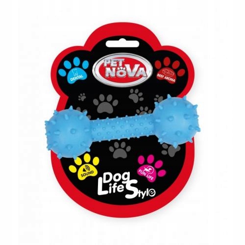 

Petnova hantel z dzwonkiem 14cm niebieski wołowy