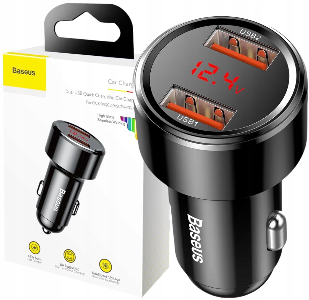 Baseus Magic CCMLC20A-01 45W 6A 2xUSB-A QC 3.0 SZYBKA ŁADOWARKA SAMOCHODOWA